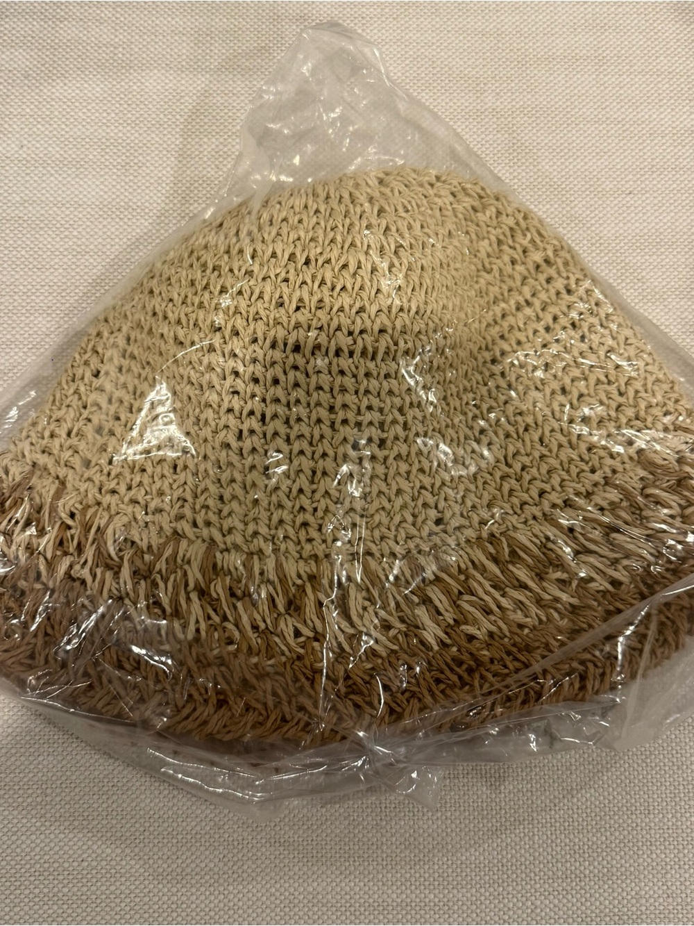 Eugenia Kim Beige Tan Straw Crochet Bucket Hat NWT